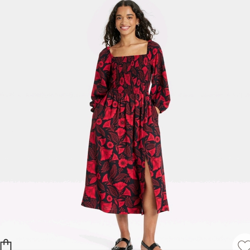 NWT Latino heritage month womens long sleeve midi smocked dress